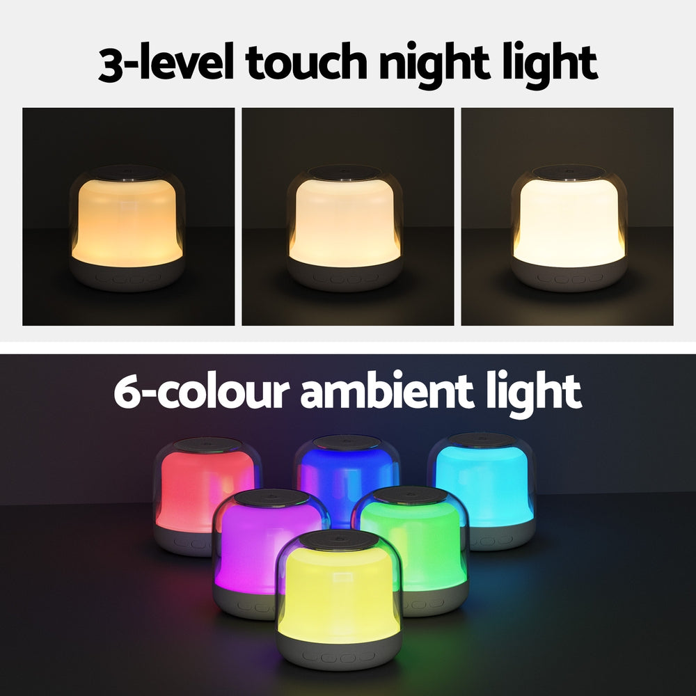 Devanti 3-in-1 Wireless Charger 15W Fast Charging RGB Light Bluetooth Speaker White