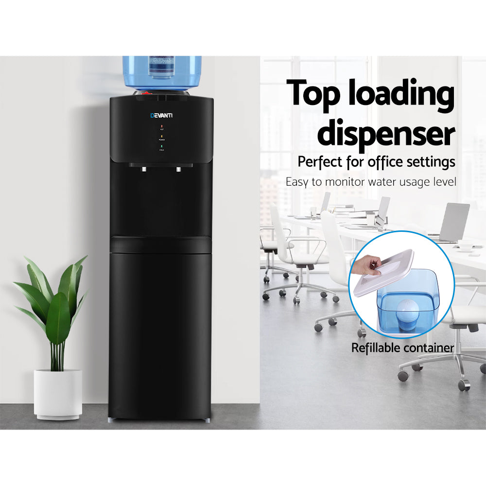 Devanti 22L Water Cooler Dispenser Black Dual Tap Filter System