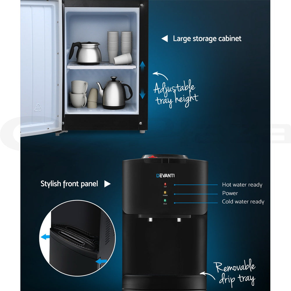 Devanti 22L Water Cooler Dispenser Black Dual Tap Filter System
