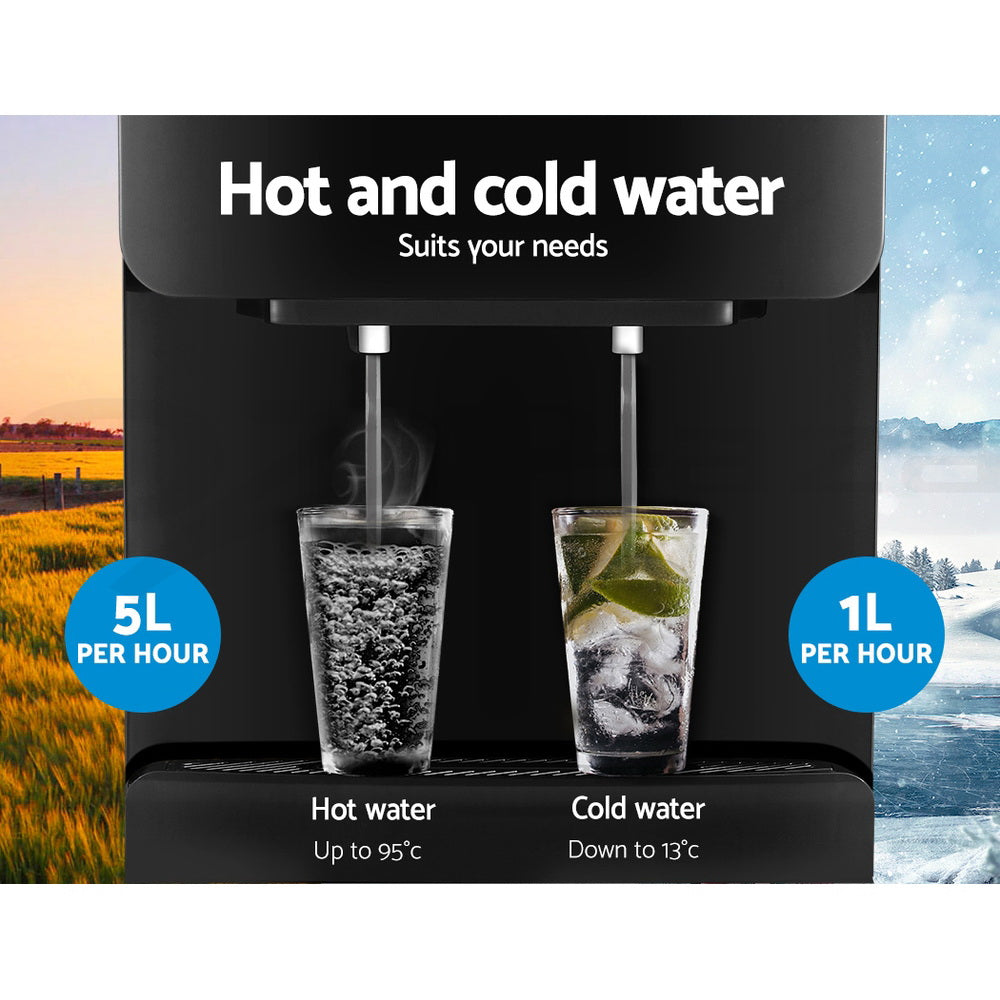 Devanti 22L Water Cooler Dispenser Black Dual Tap Filter System