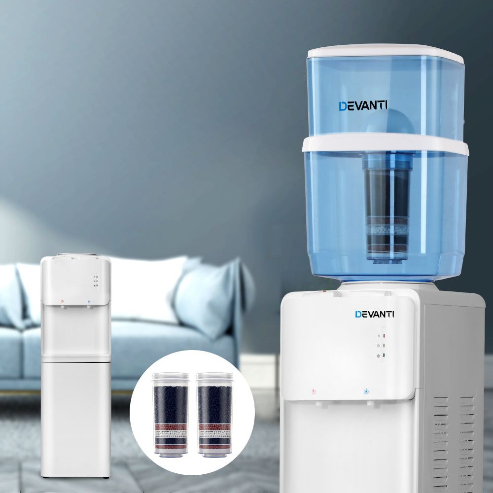 Devanti 22L Water Cooler Dispenser White Dual Tap Filter System