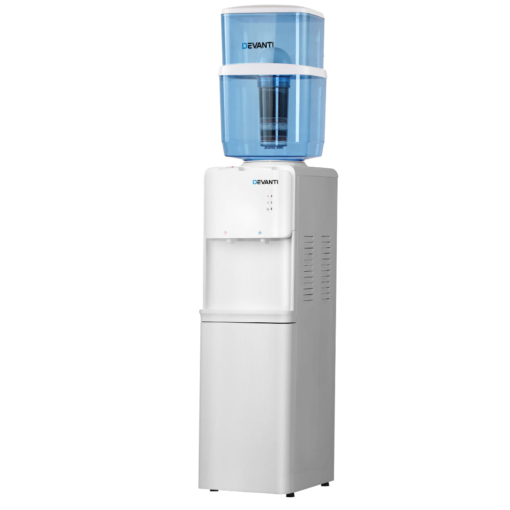 Devanti 22L Water Cooler Dispenser White Dual Tap Filter System