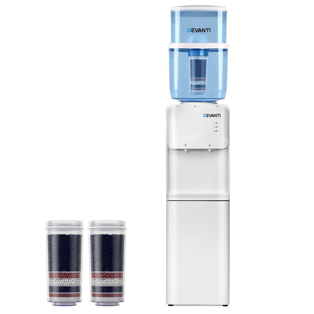 Devanti 22L Water Cooler Dispenser White Dual Tap Filter System