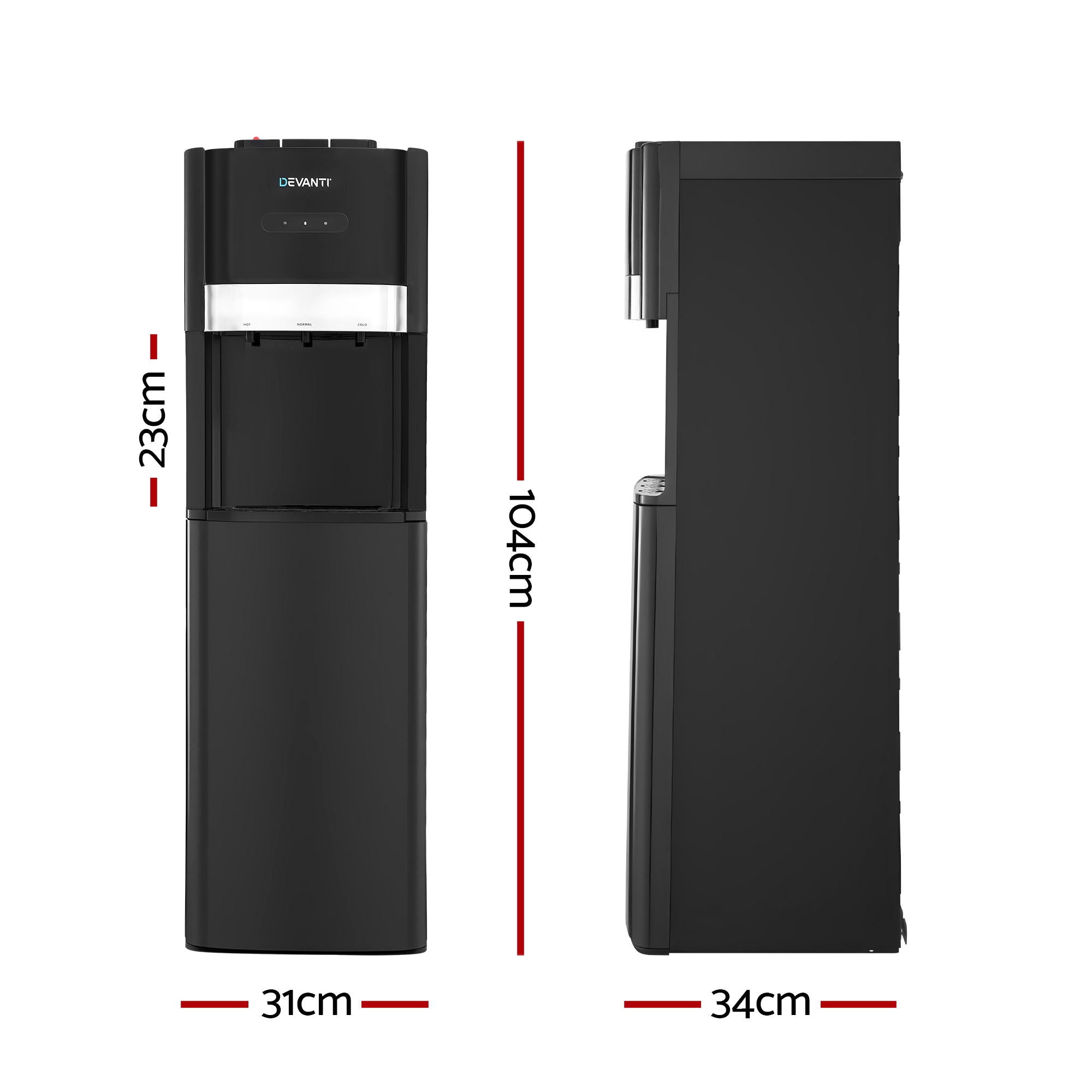 Devanti 3 Taps Water Cooler Dispenser Bottom Loading Dispenser Chiller Filter Purifier