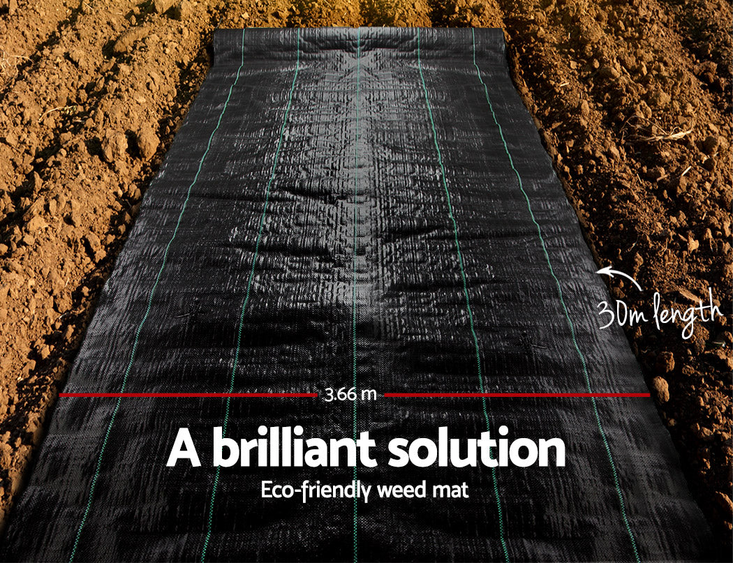 Instahut 3.66x30m Weed Control Mat Black