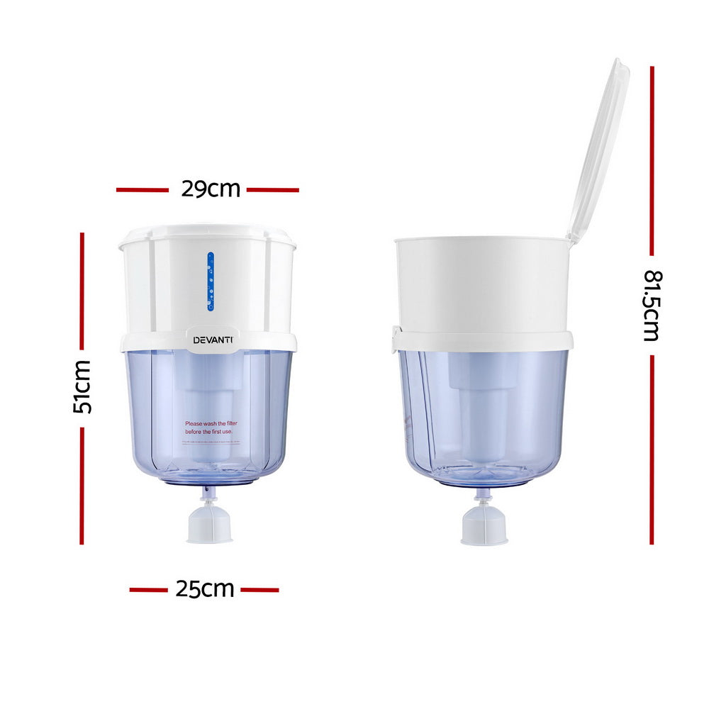 Devanti 15L Water Cooler Dispenser Filter Bottle White