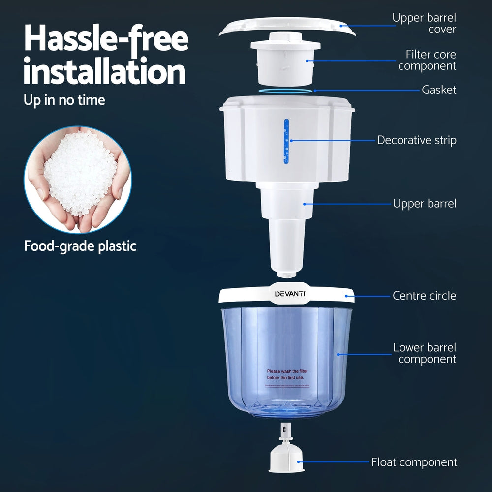 Devanti 15L Water Cooler Dispenser Filter Bottle White