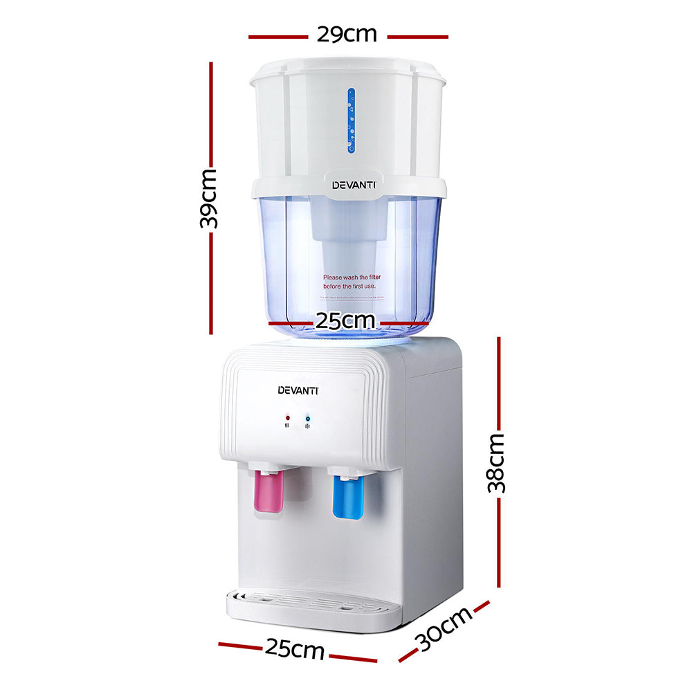 Devanti Bench Top Water Cooler Dispenser White 15L Purifier