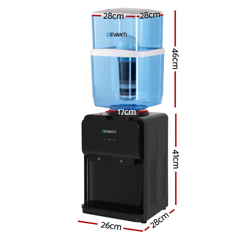 Devanti 22L Bench Top Water Cooler Dispenser Black