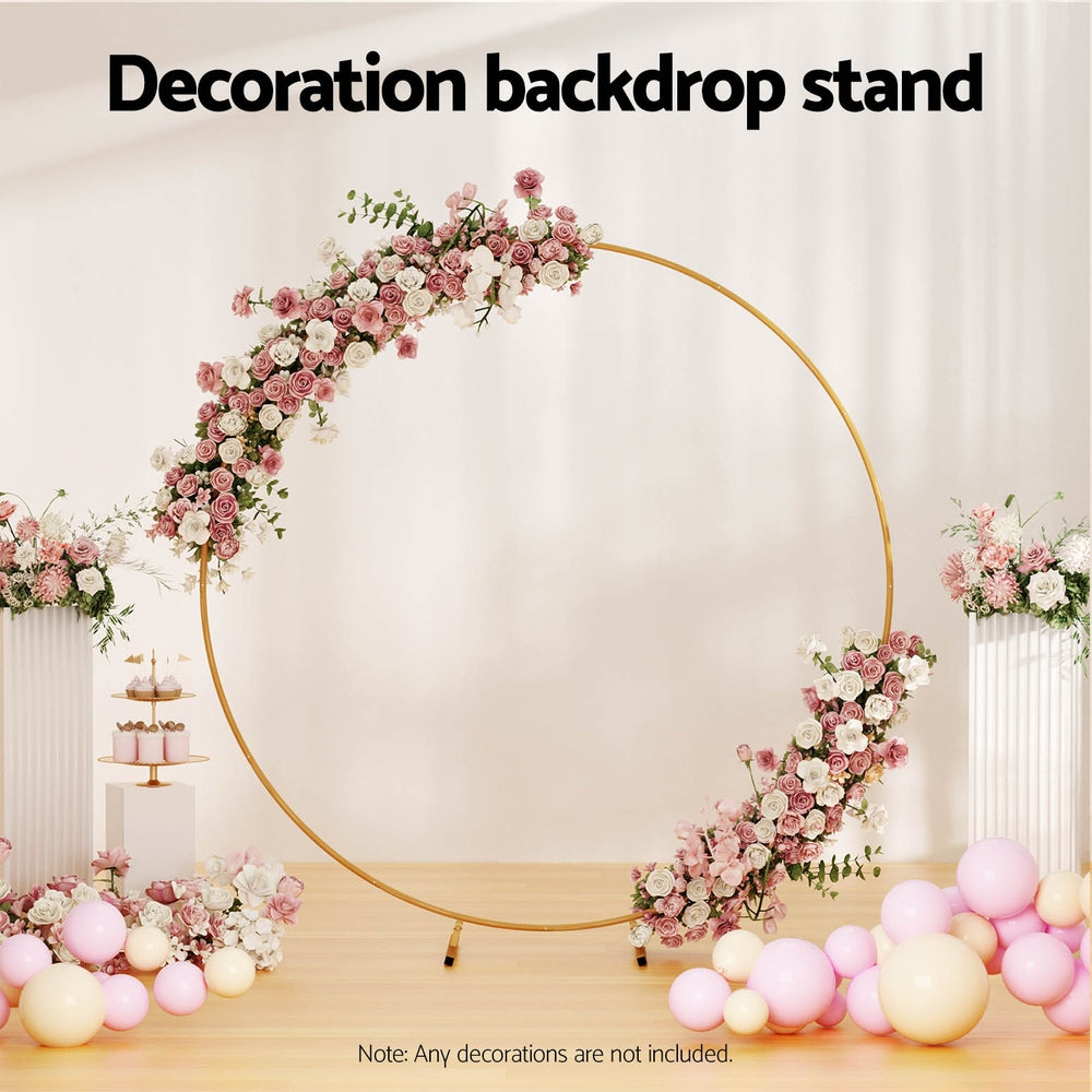 Stable Metal 2M Wedding Backdrop Stand - Gold, White