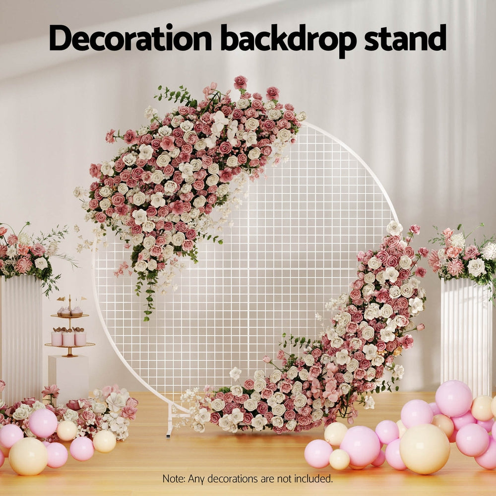 Round Backdrop Stand 2m Wedding Party Display Gold White
