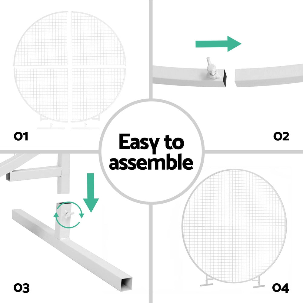 Round Backdrop Stand 2m Wedding Party Display Gold White