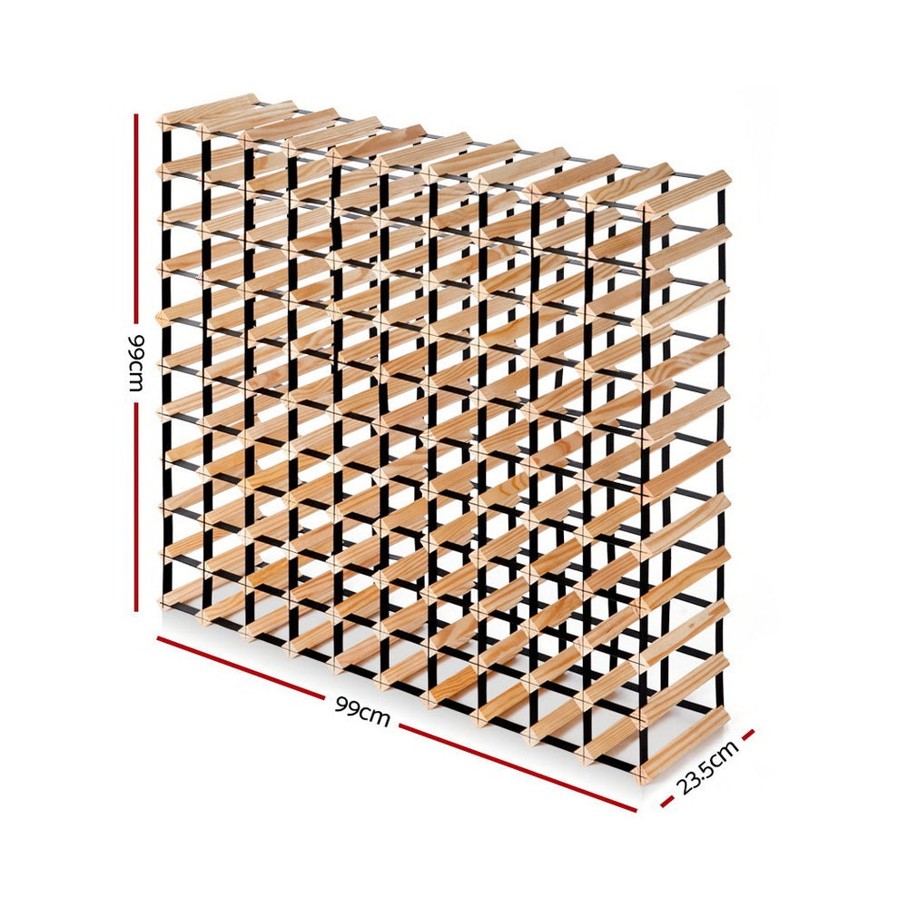 Artiss 110-Bottle Wine Rack Pine Wood Natural