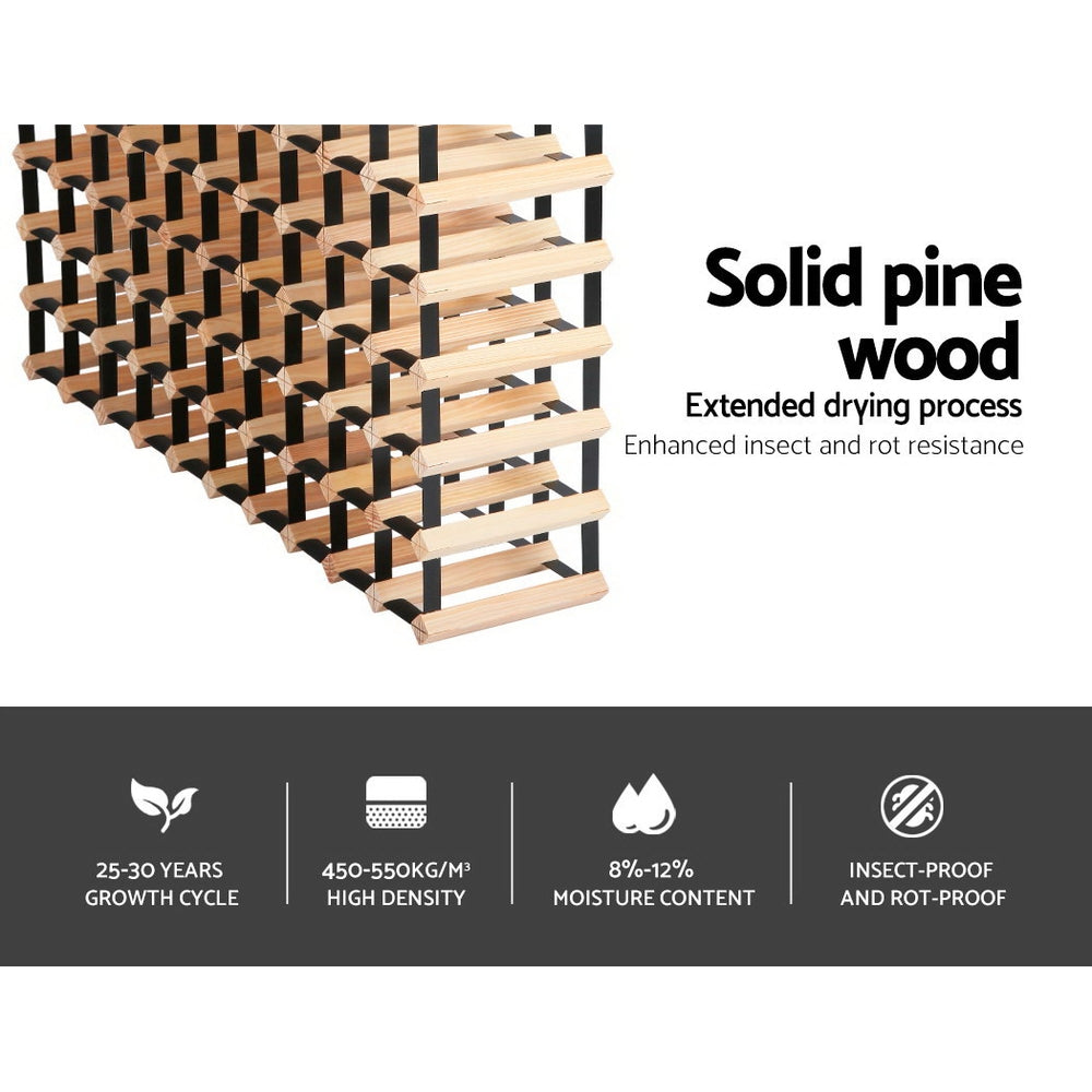 Artiss 110-Bottle Wine Rack Pine Wood Natural