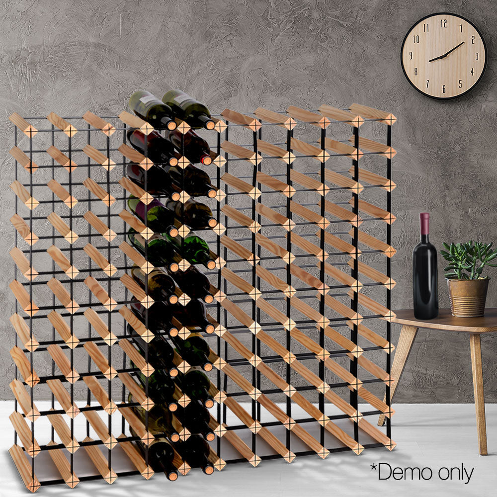 Artiss 110-Bottle Wine Rack Pine Wood Natural