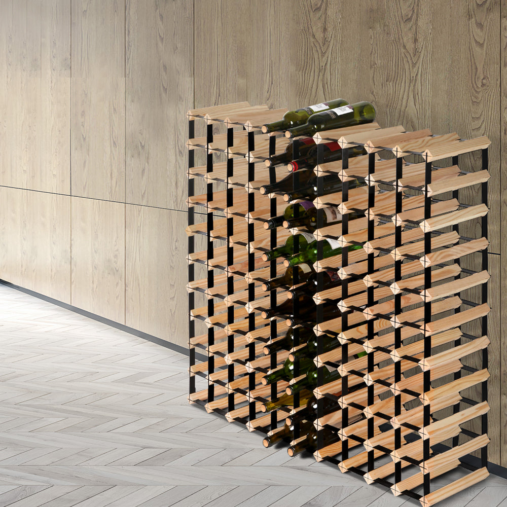 Artiss 110-Bottle Wine Rack Pine Wood Natural
