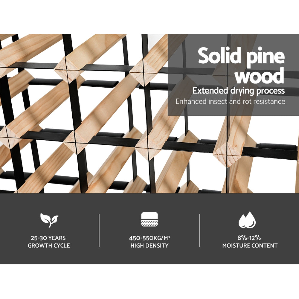Artiss 120-Bottle Wine Rack Pine Wood Steel Frame Natural