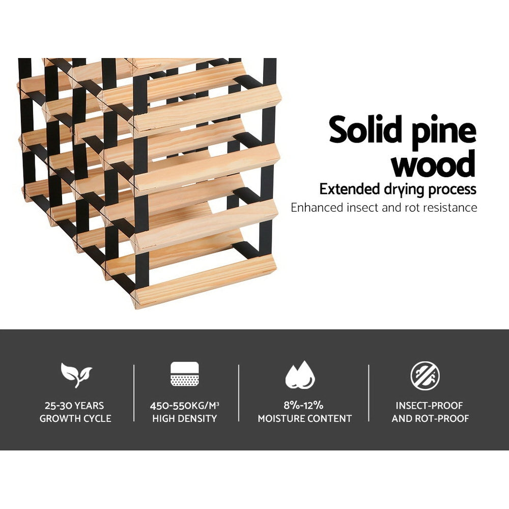 Artiss 20-Bottle Wine Rack Pine Wood Steel Frame Natural