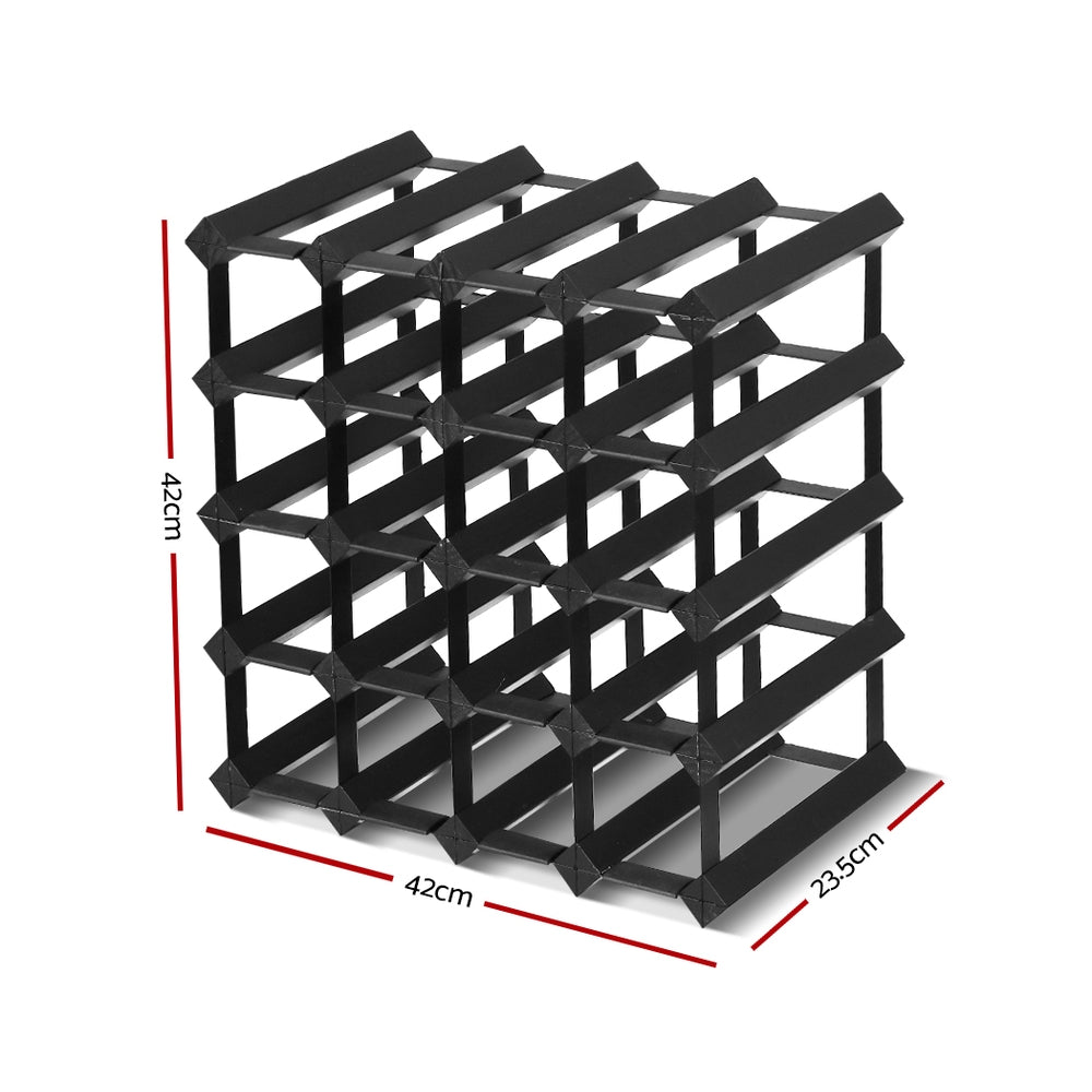 Artiss 20-Bottle Wine Rack Black Pine Steel