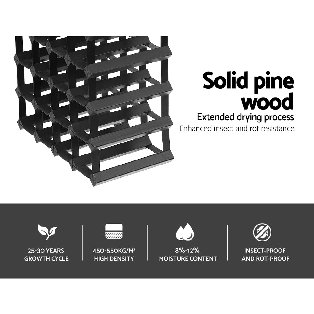 Artiss 20-Bottle Wine Rack Black Pine Steel