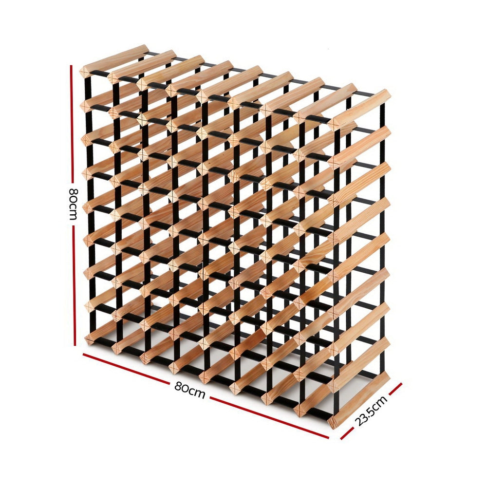 Artiss 72-Bottle Wine Rack Natural Pine Steel Frame