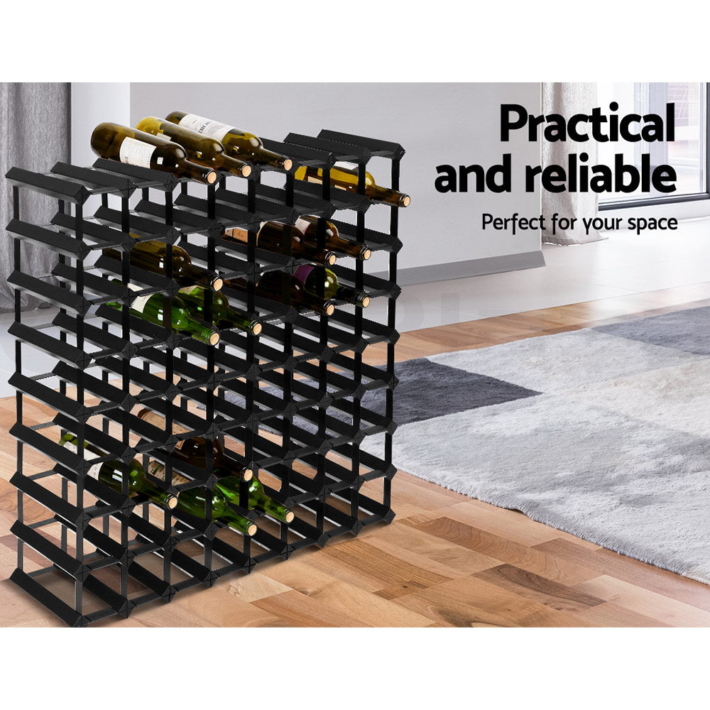 Artiss 72-Bottle Wine Rack Black Pine Steel