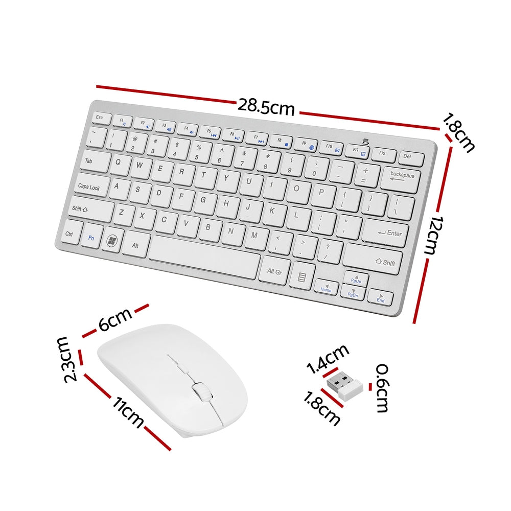 Bluetooth Wireless Keyboard Mouse Combo 78 Keys White