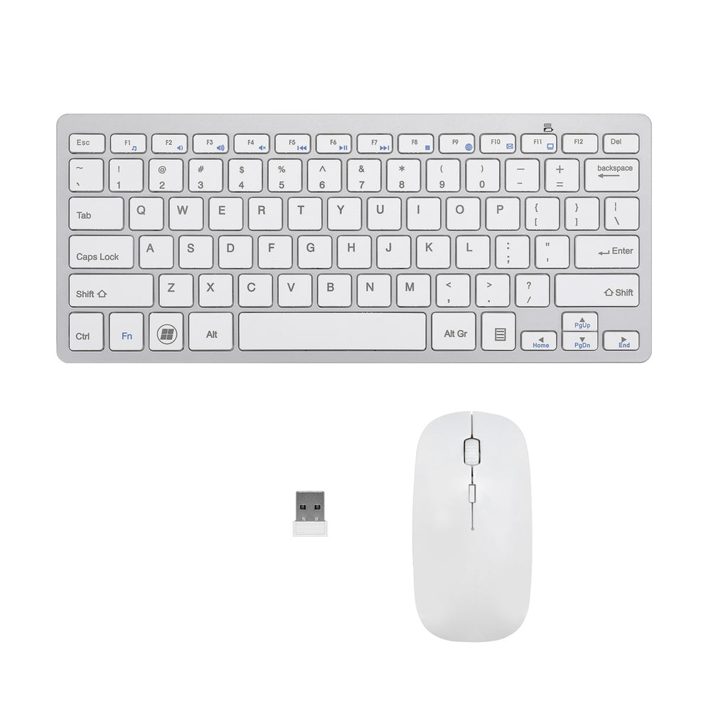 Bluetooth Wireless Keyboard Mouse Combo 78 Keys White