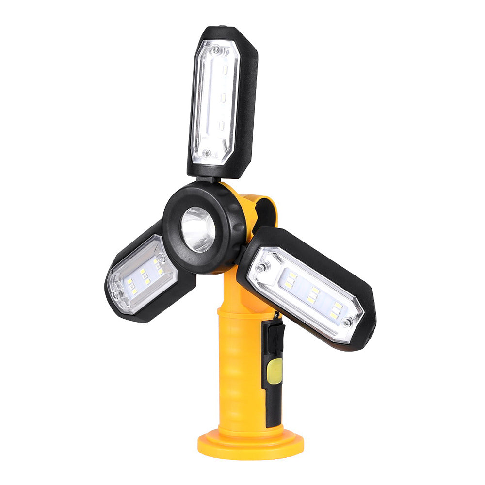 Giantz Cordless LED Work Light Rechargeable USB Folding Hook Yellow/Black