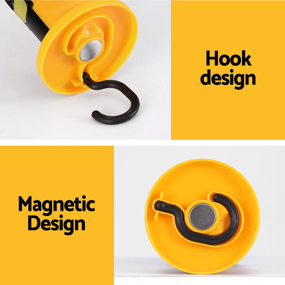 Giantz Cordless LED Work Light Rechargeable USB Folding Hook Yellow/Black