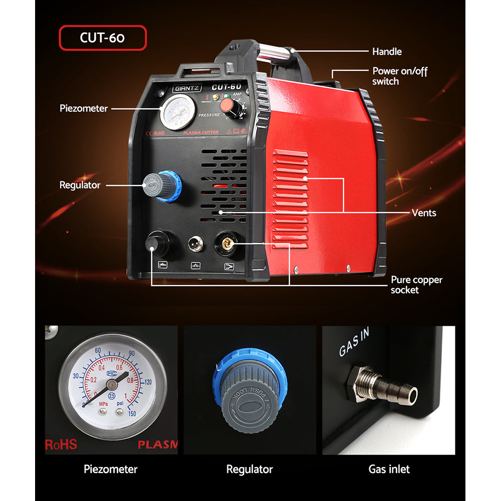 Giantz 60 Amp Inverter Welder Cutter Portable Black/Red