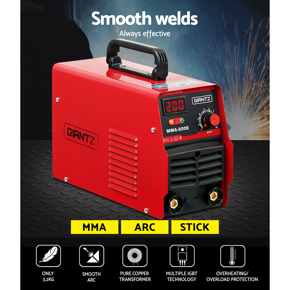 Giantz 200 Amp Portable Inverter Welder MMA ARC DC IGBT