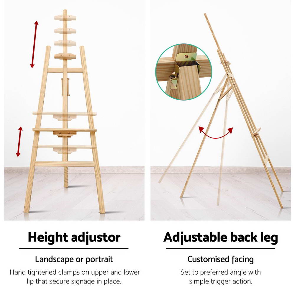 Artiss 175cm Floor Easel Pine Wood White Oak