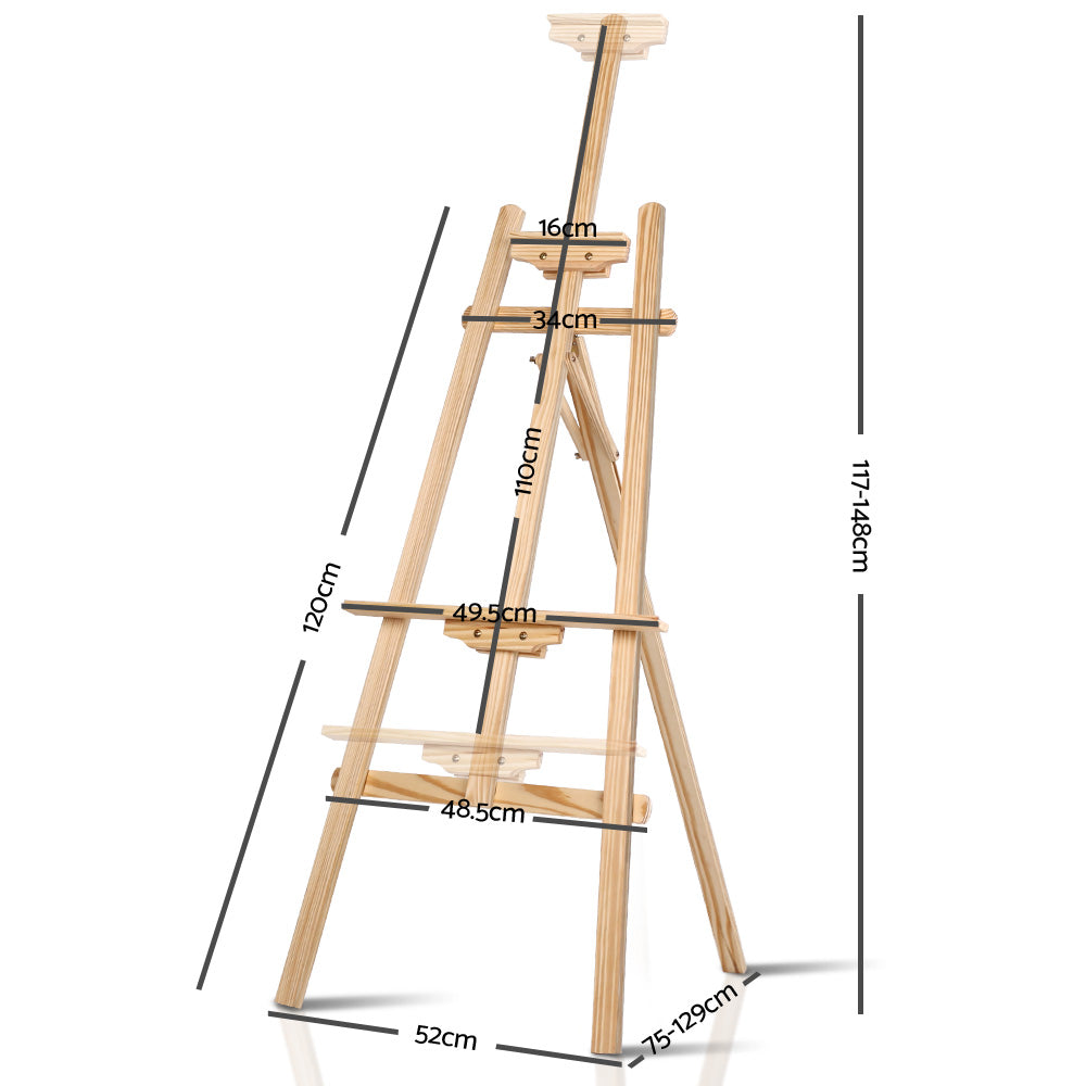 Artiss 147cm Pine Wood Floor Easel White Oak
