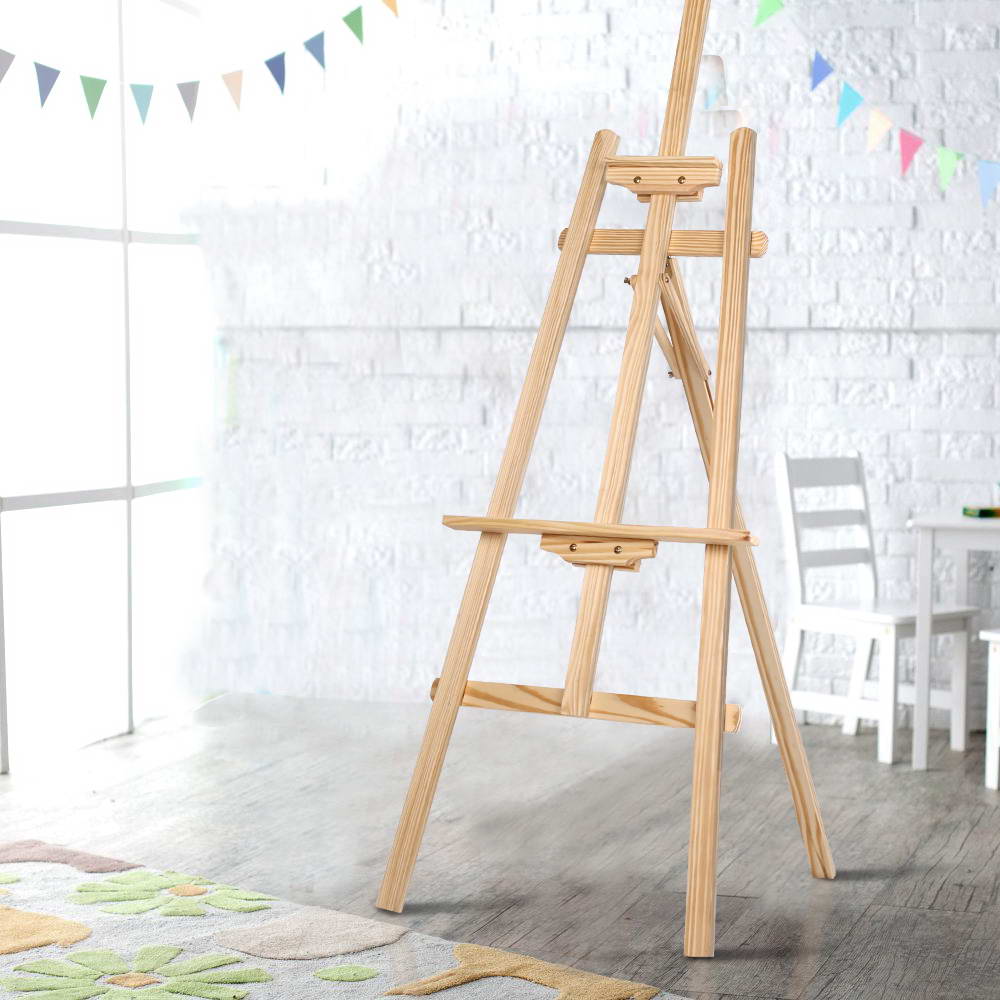 Artiss 147cm Pine Wood Floor Easel White Oak