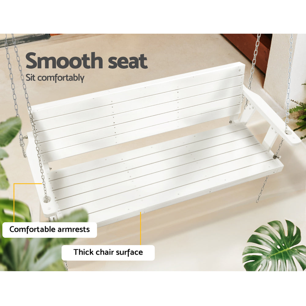 Gardeon 3-Seater Wooden Porch Swing Chair White