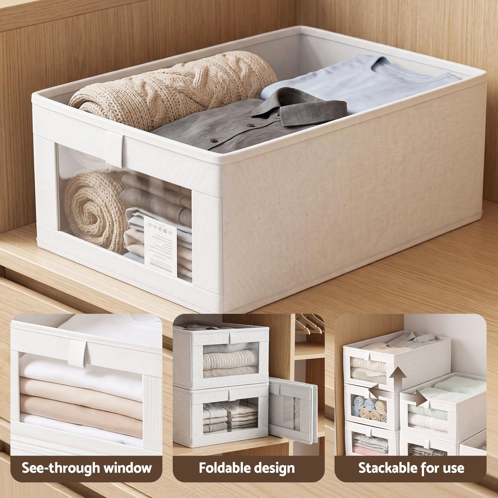 Artiss 6 Pack Linen Closet Organizers and Storage Foldable Clothing Bins
