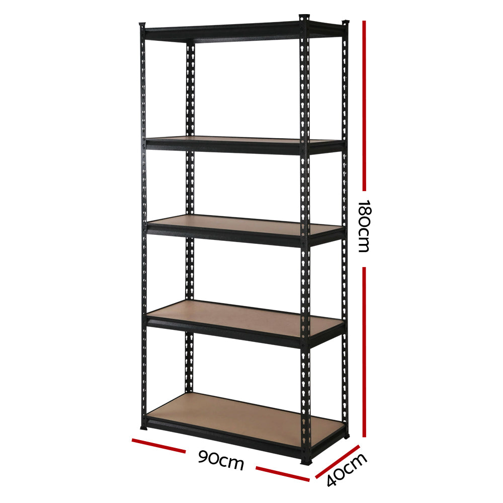 Giantz 4x1.8M Garage Shelving Rack 5-Tier Black