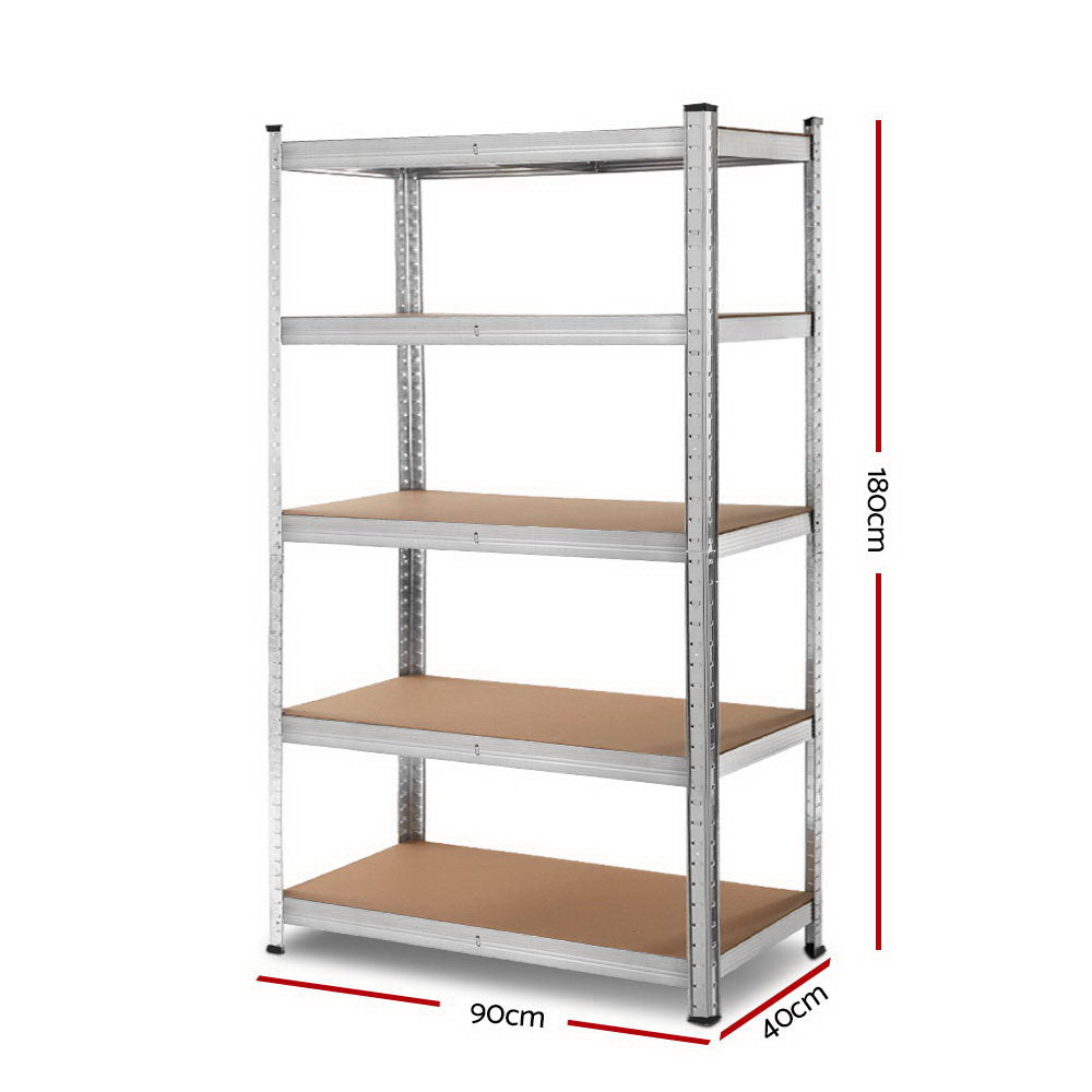 Giantz 1.8M Steel Storage Shelving Rack Silver
