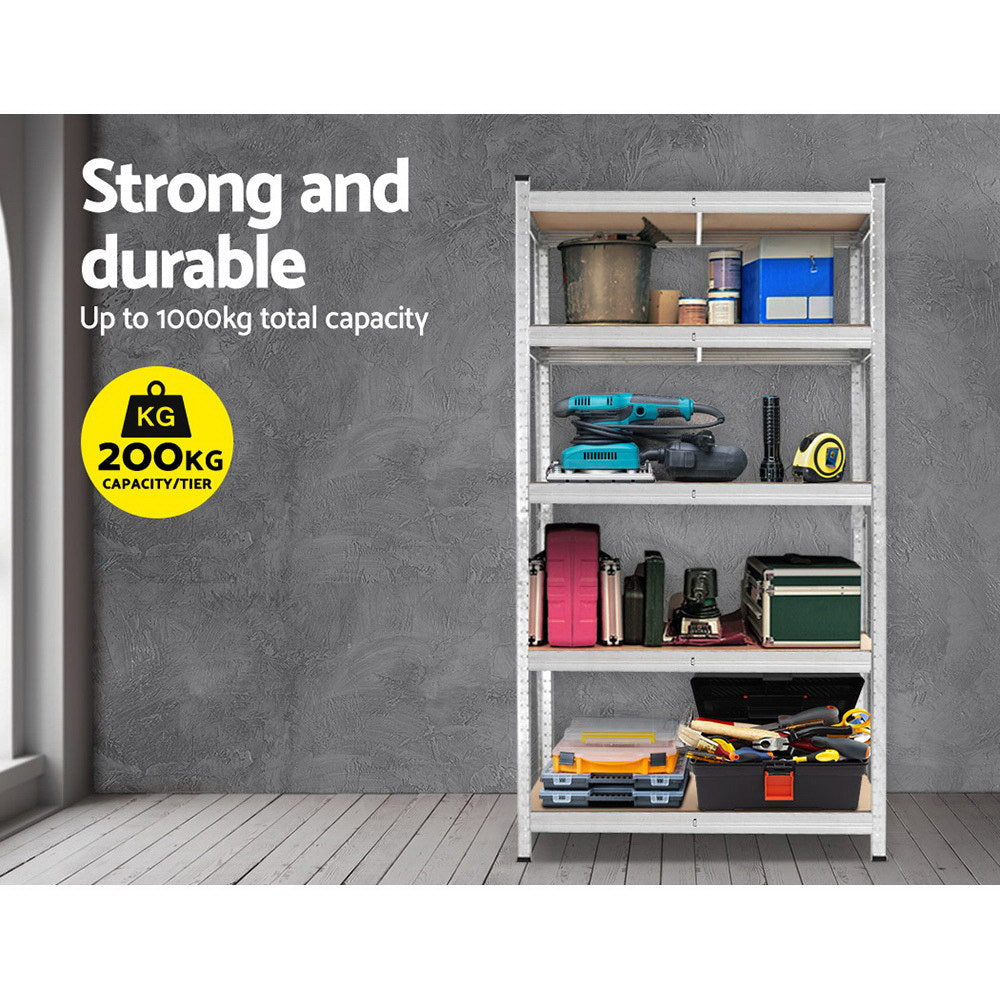 Giantz 1.8M Steel Storage Shelving Rack Silver