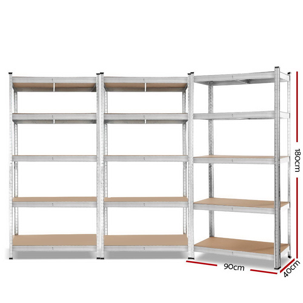 Giantz 3x1.8M Metal Storage Shelving Rack Silver