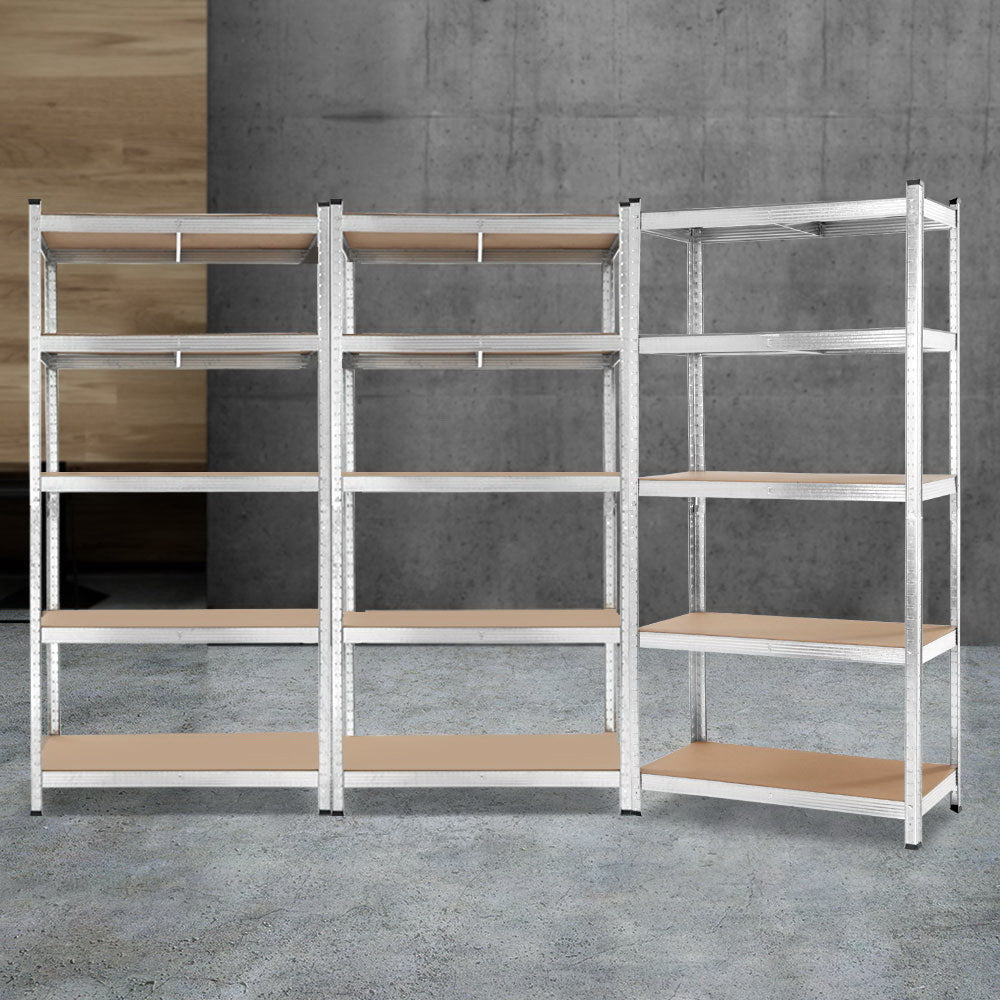 Giantz 3x1.8M Metal Storage Shelving Rack Silver