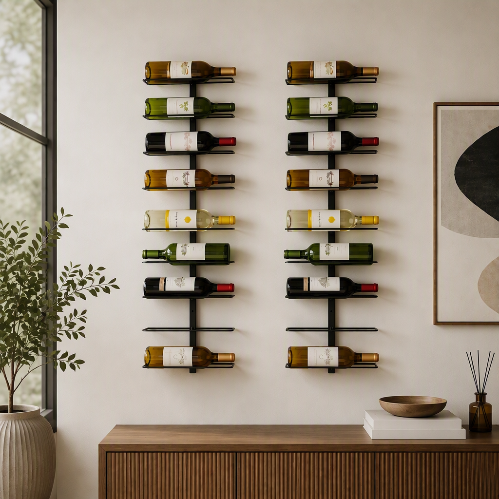 Artiss Wall Mounted Wine Rack Holder Black Metal - Set of 2 18-Bottle Capacity
