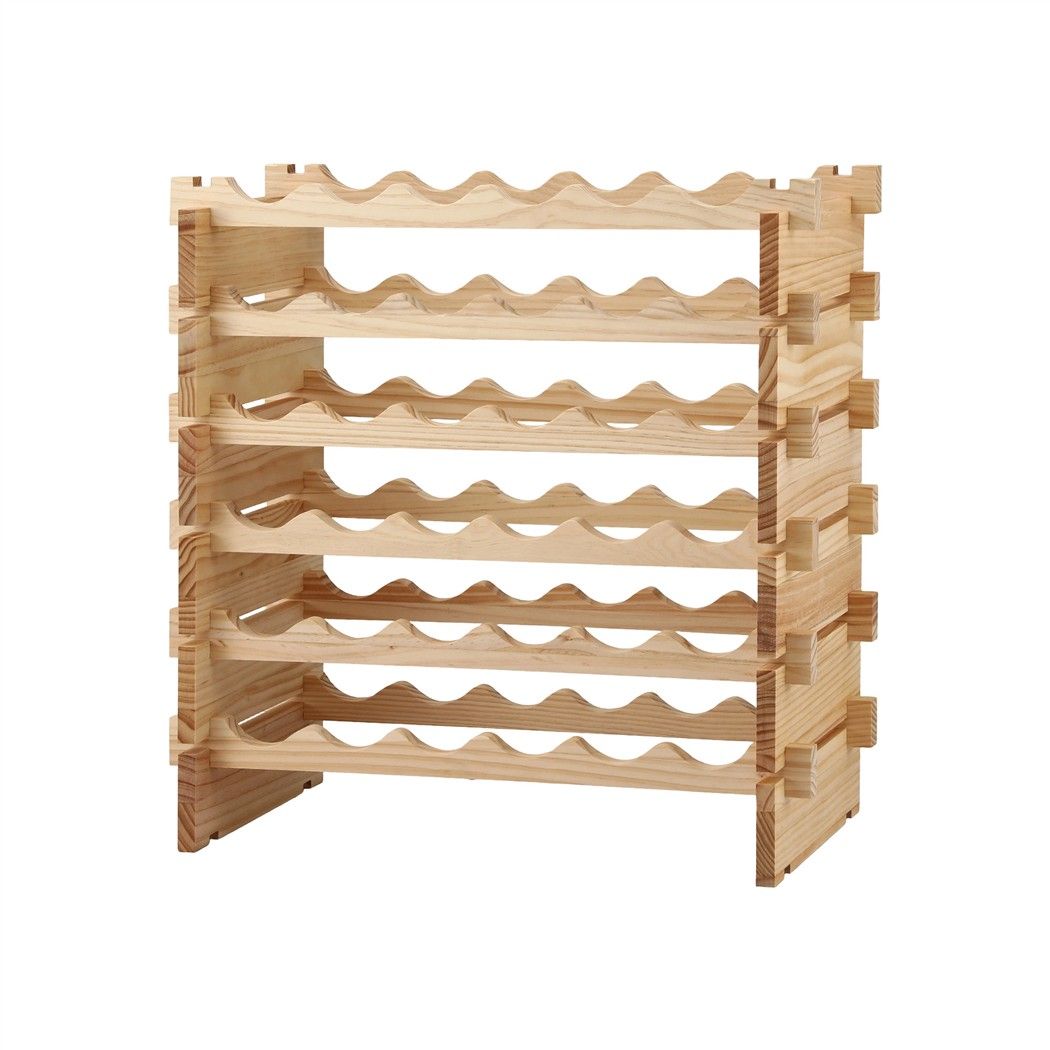 Artiss 36 Bottle Wooden Wine Rack 6 Tier Natural Pine