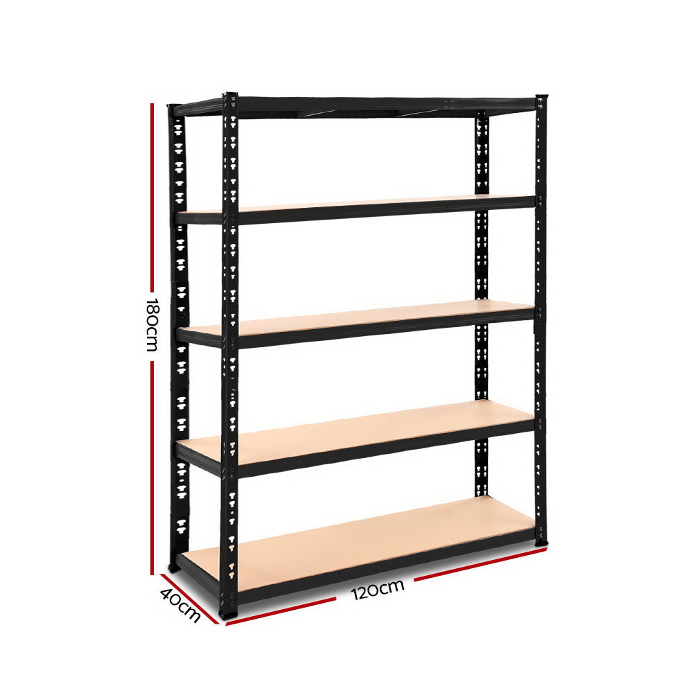 Giantz 1.8M Industrial Garage Shelving Rack Black