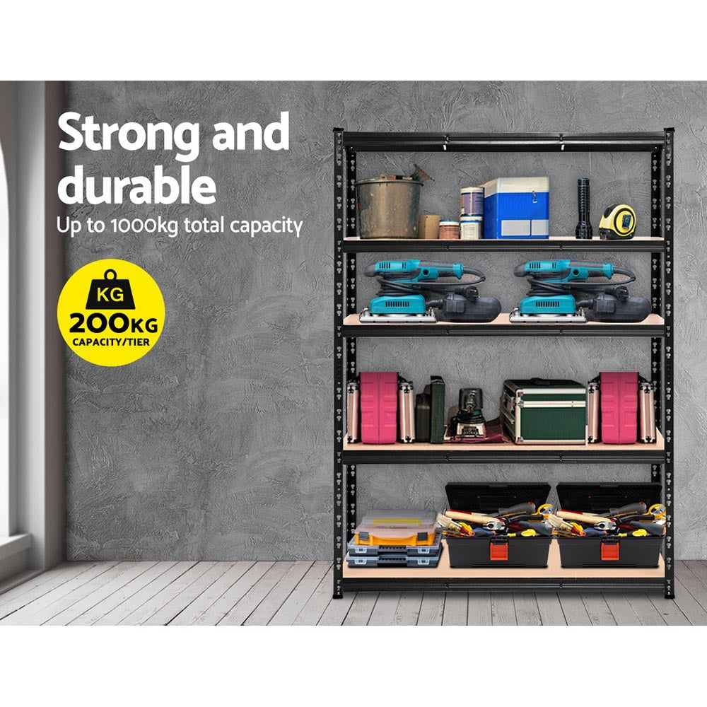 Giantz 1.8M Industrial Garage Shelving Rack Black