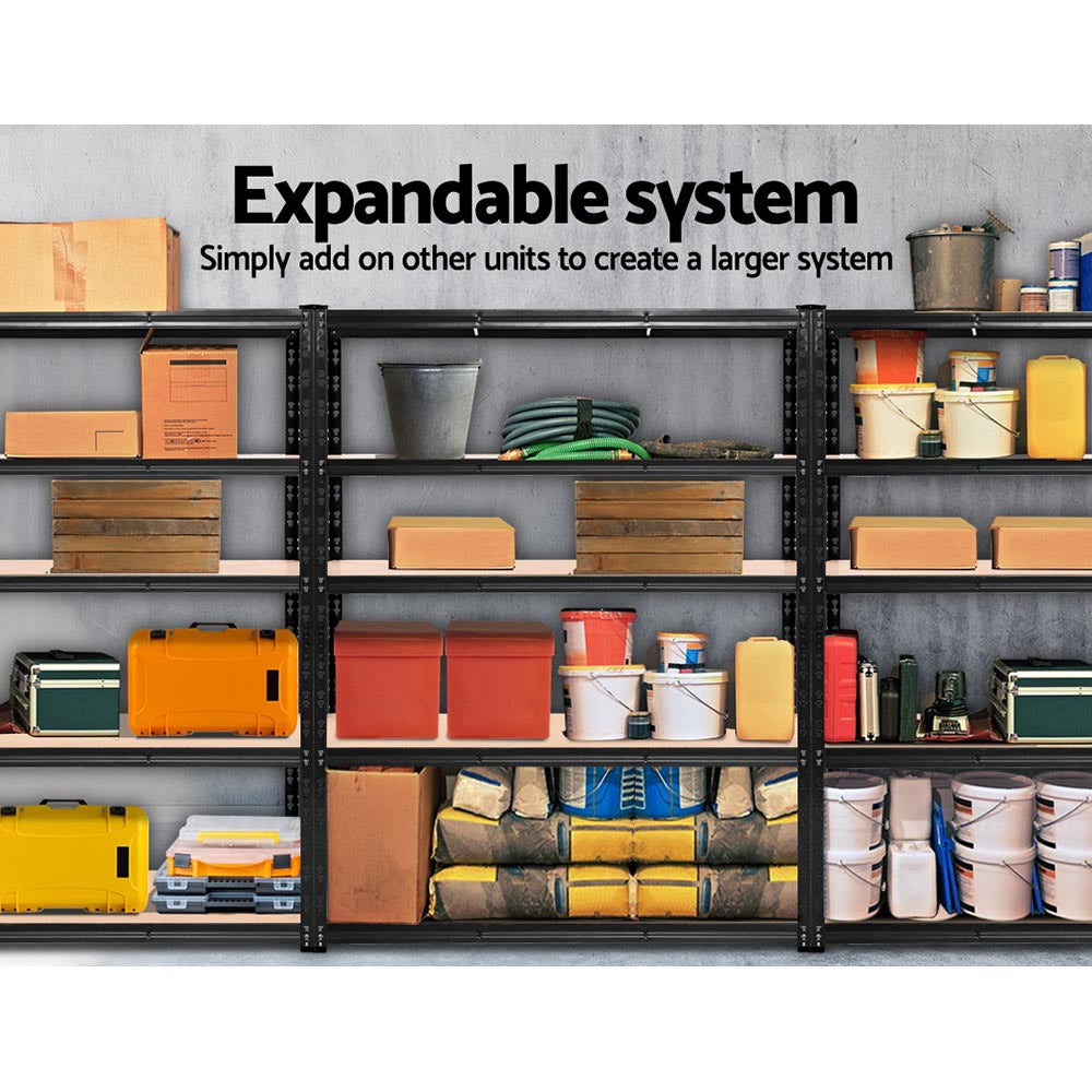 Giantz 1.8M Industrial Garage Shelving Rack Black