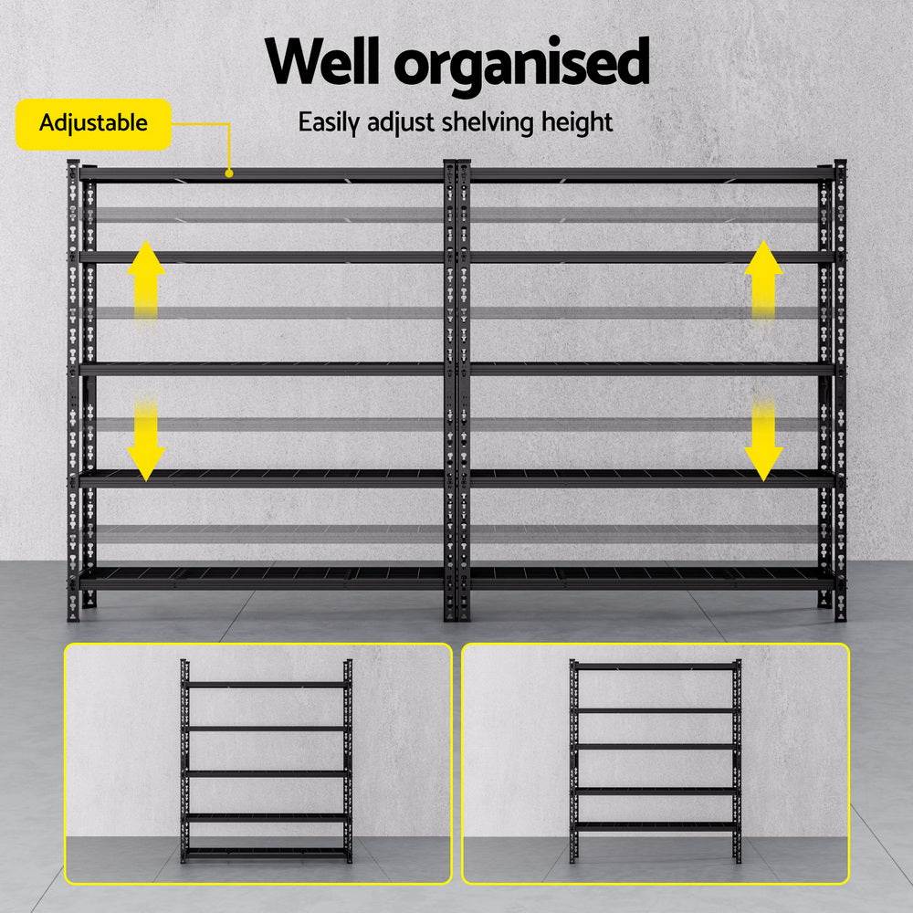 Giantz 5-Tier Garage Shelving Rack 1.8m x 2.4m Black