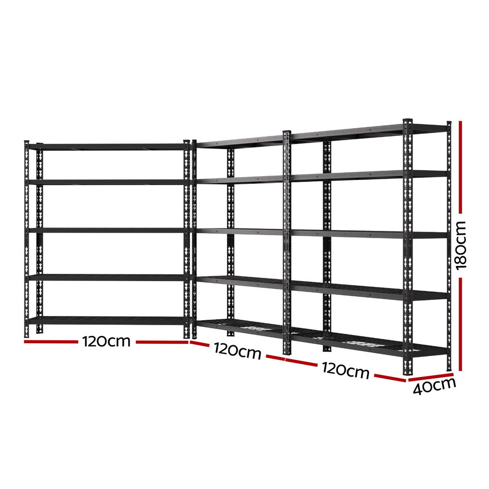 Giantz 3-Pack 5-Tier Garage Shelving Rack Black
