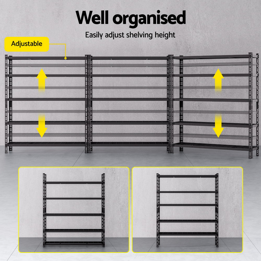 Giantz 3-Pack 5-Tier Garage Shelving Rack Black